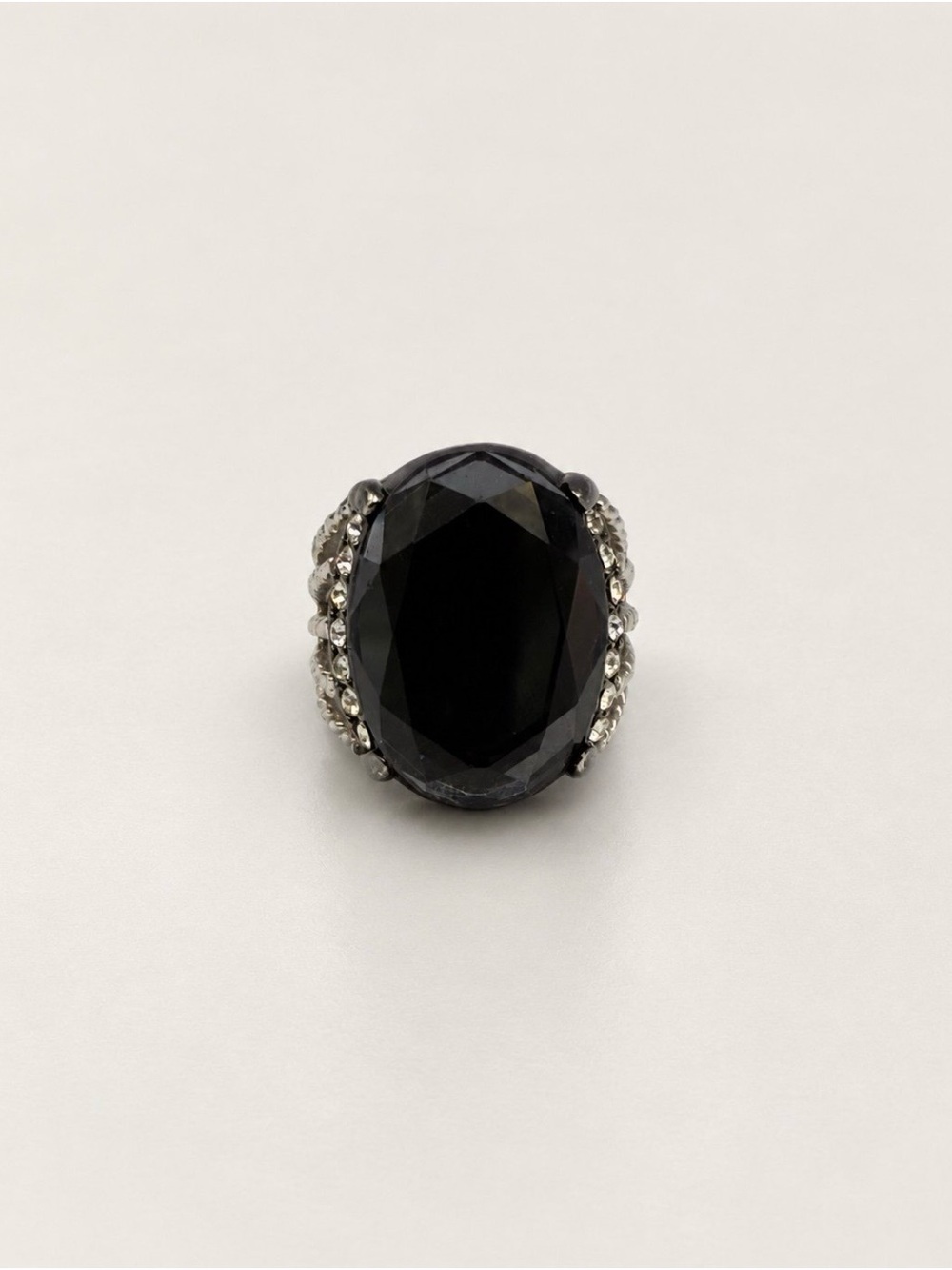 Lia Sophia Faceted Oval Crystal Statement Ring Size 6.5